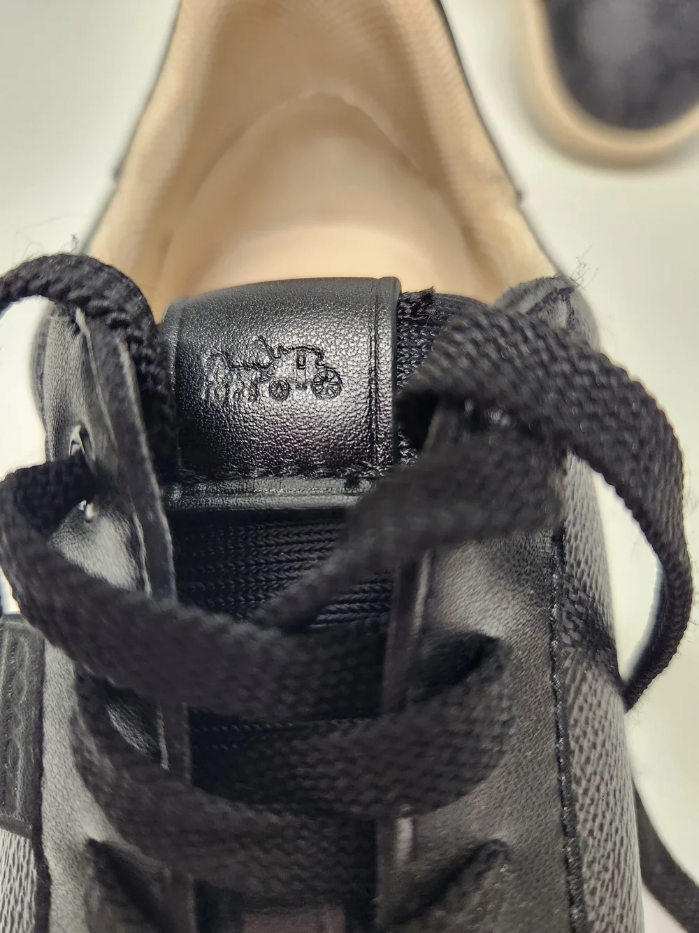 Coach Black Signature Leather Low-Top Sneakers with Cream Sole